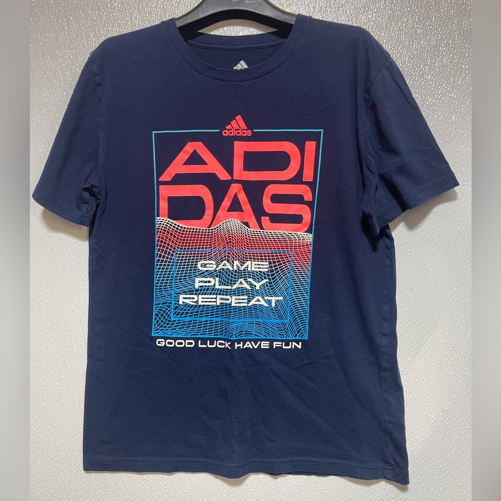 Adidas Dark Blue Tee with White Logo